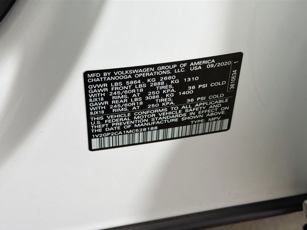 2021 Volkswagen Atlas 2.0T S